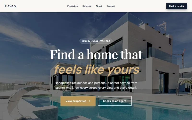 Haven: website for real estate